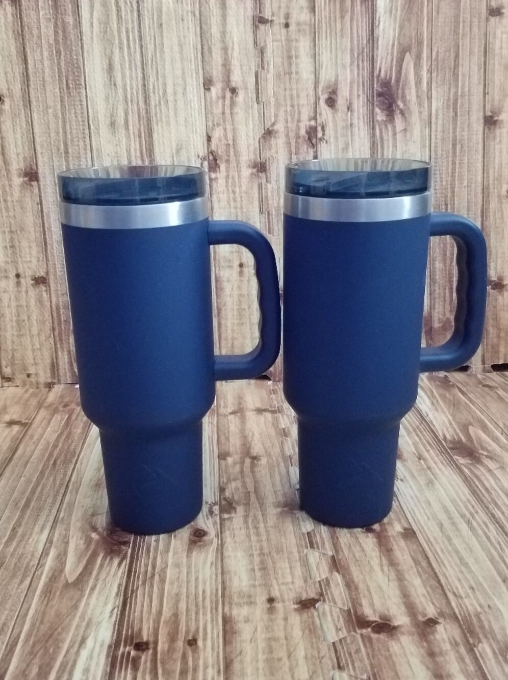 Set of 2 Navy Blue Ozark Trail 40 oz Vacuum Insulated Tumblers with Handles